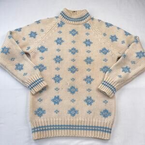 Tami Vintage Wool Ski Sweater Blue snowflakes Youth size XL women’s small